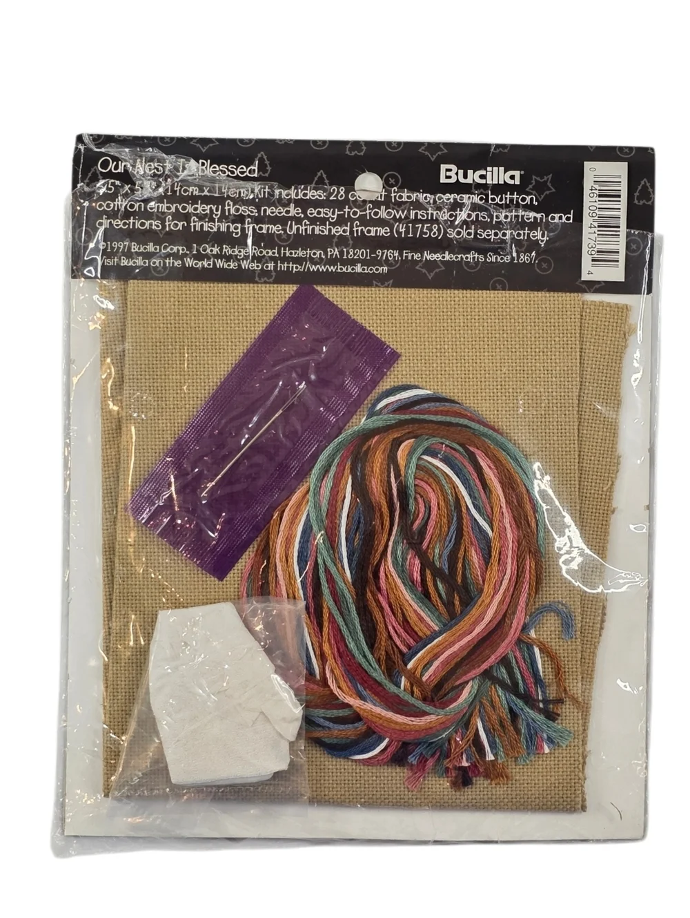 Vintage Bucilla Button Buddies Cross Stitch Kit 1997 Birdhouse DIY Cottagecore